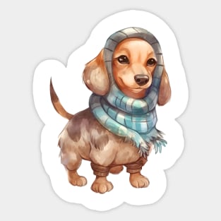 Watercolor Cozy Dachshund Dog Sticker